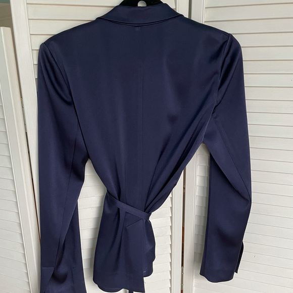 Jason Wu Designer Blue Satin Blazer Size 4 Small - Picture 3 of 6